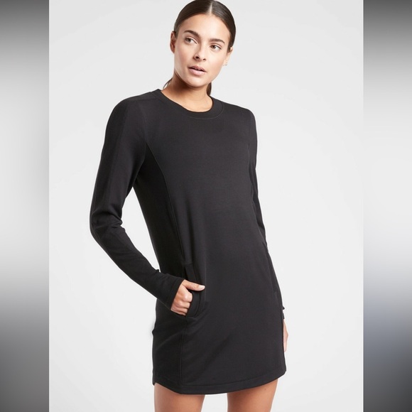 Athleta Black Long Sleeve Dress - Picture 1 of 8